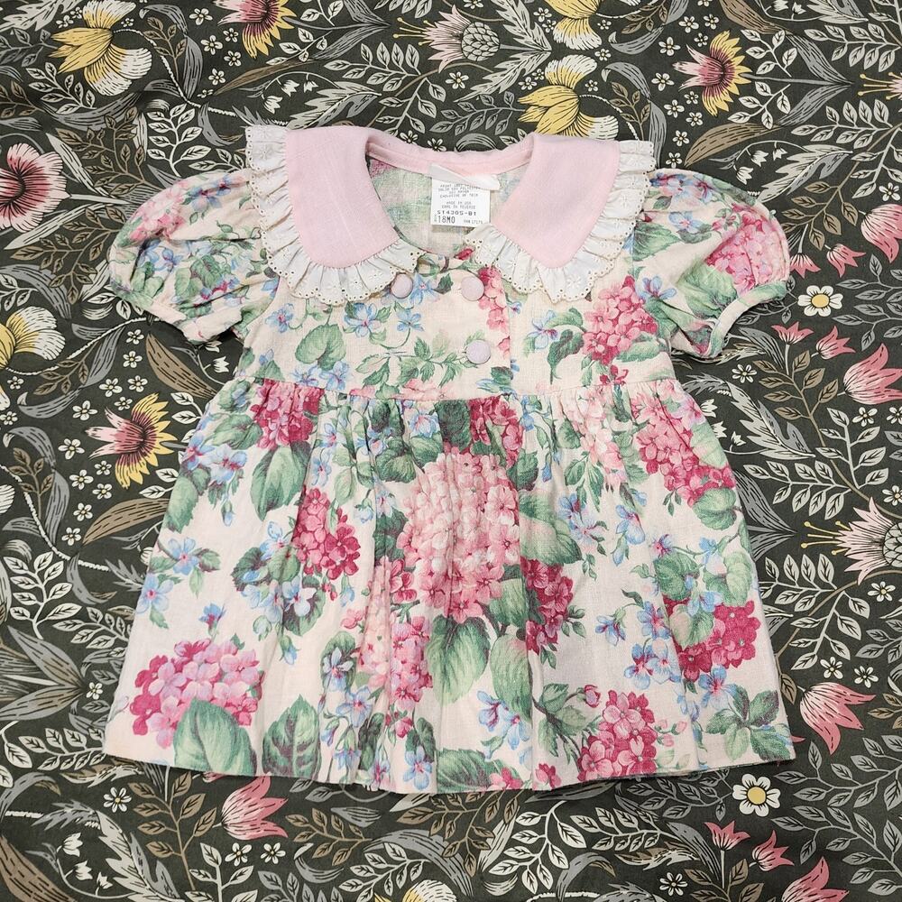Vintage Cotton Button Front Floral Dress
